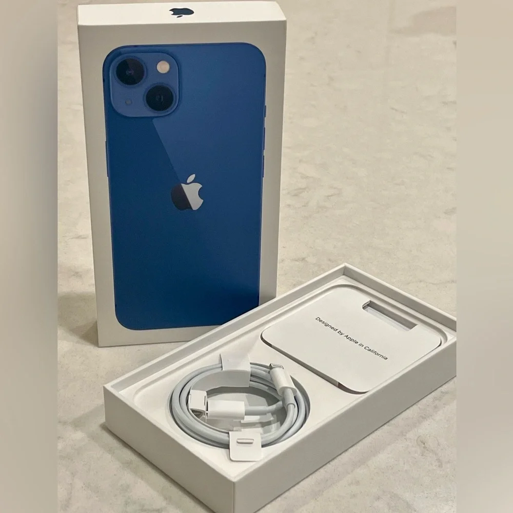 Apple iPhone 13 Gift Box and Original Charging Cord - Blue